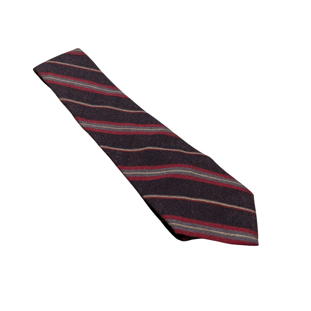Vintage Cambridge‎ Collection Tie Mens OS Brown Red Wool Scotland Striped 3x55